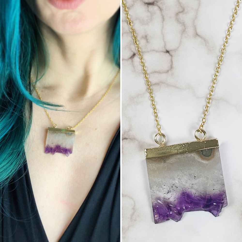 Chunky Amethyst Quartz Necklace